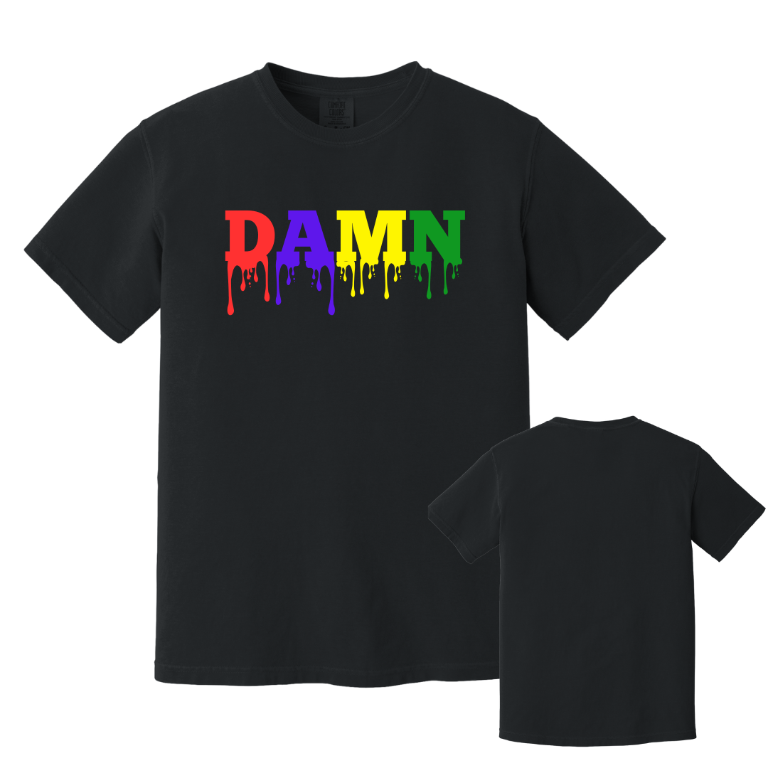 "Damn Drip" Tee – Colorful Dripping Letter Design