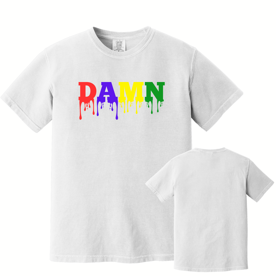 "Damn Drip" Tee – Colorful Dripping Letter Design