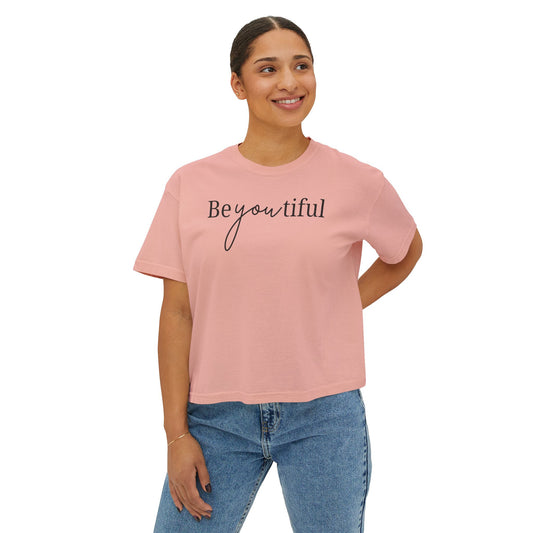 Beyoutiful Boxy Tee – Women's Inspirational Cropped T-Shirt