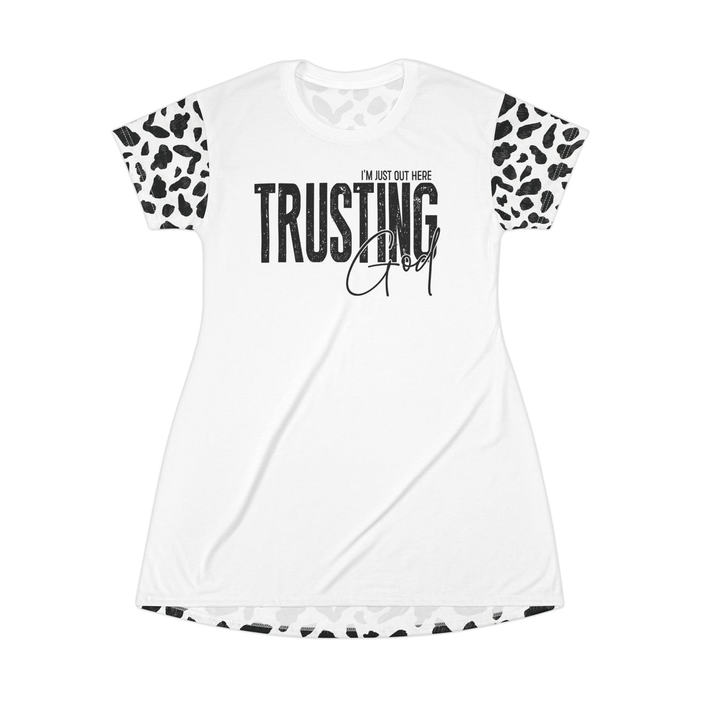 Trusting God Leopard Print  Faith T-Shirt Dress