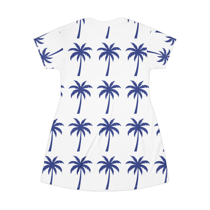 Summer Vibes Beach Club Palm Tree T-Shirt Dress — Confident Coastal Casual