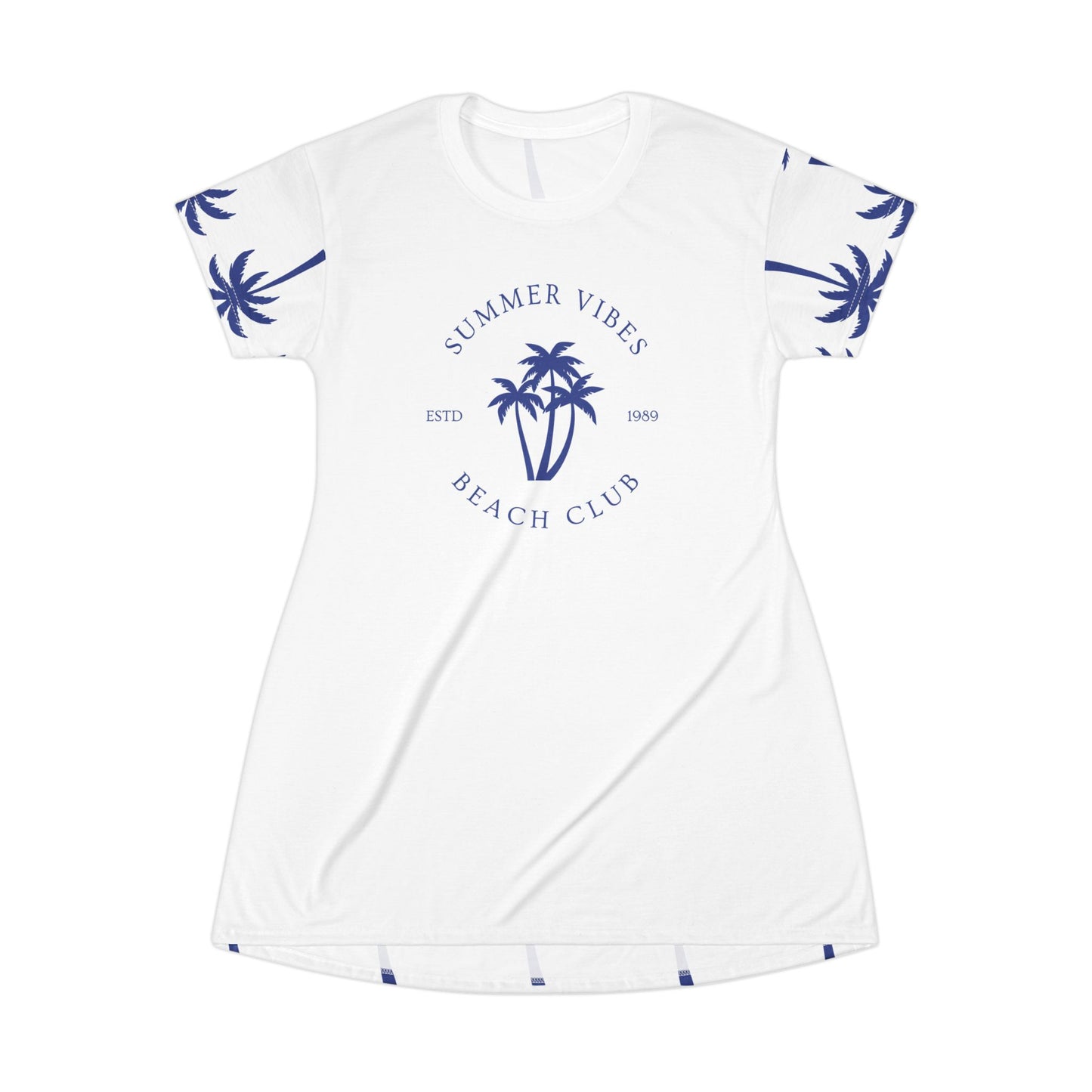 Summer Vibes Beach Club Palm Tree T-Shirt Dress — Confident Coastal Casual