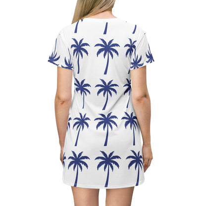 Summer Vibes Beach Club Palm Tree T-Shirt Dress — Confident Coastal Casual