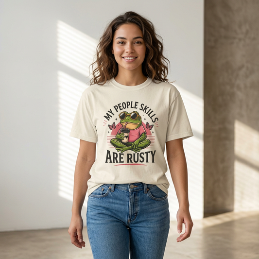 “My People Skills Are Rusty” Frog Graphic T-Shirt | Funny Introvert Tee | Meme Shirt